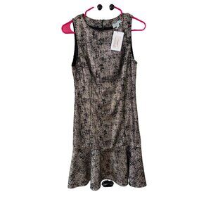 Veronica M Dress Cinderella Ruffle Ponte Black Metallic Gold Sleeveless New Sz M
